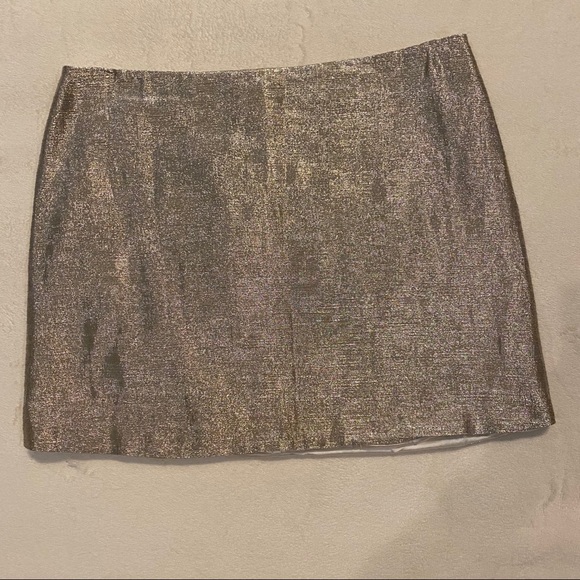 Alice + Olivia Metallic Gold Mini Skirt - Picture 2 of 5